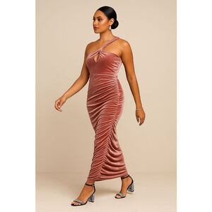Black By BARIANO Dusty ROSE Velvet Maxi Dress Size 6